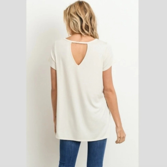 Gilli V Neck Strappy Cutout Tee Top NWT Gray - Picture 6 of 6